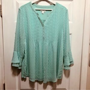 Charter Club Light Green Textured Blouse